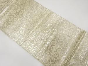 アンティーク　斜め格子に華紋・古典柄織り出し袋帯（材料）